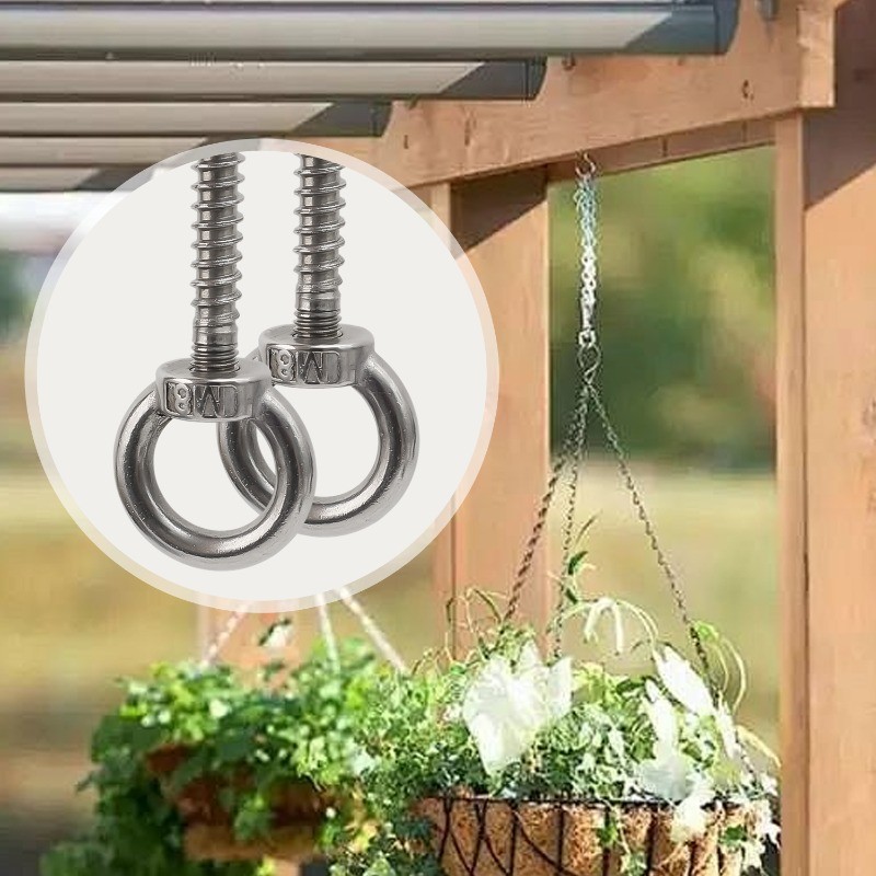 Stainless Steel Self Tapping Eye Bolt Lifting Ring Screw M4 M5 M6 M8 for Wardrobe Cabinet Hanging