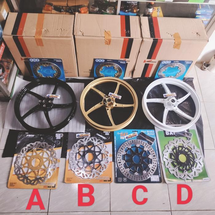 PAKET HEMAT Velg V Rossi Mamba ninja RR sett Disk pnp R SS - Hitam, PNP RR