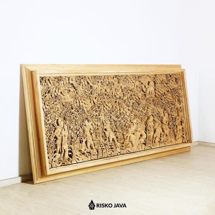 NEW Relief Ukiran Kayu Jati / Relief Hiasan Dinding / Relief Motif Ramayana GASTON