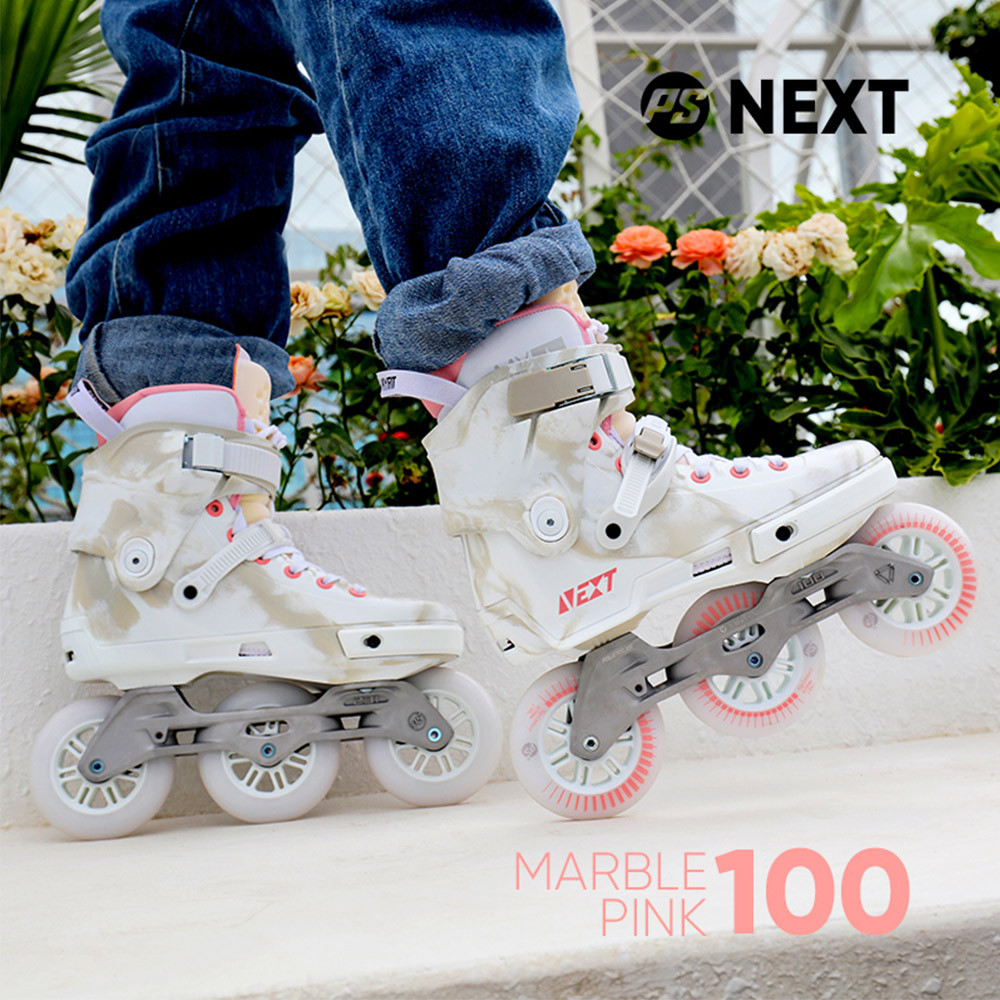NEXT Skates Original Powerslide Marble Pink Trinity Frame Inline Skates 3*100mm Street Racing Skate
