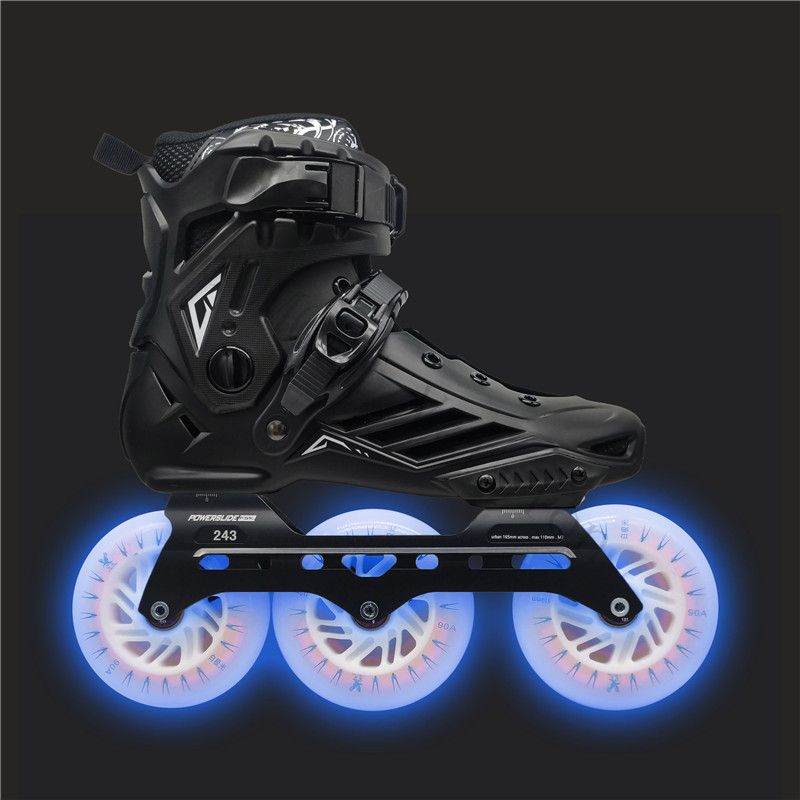 Roselle Inline Skates 3x110mm Led Wheels 2mm Flexible Rockered Banana Frame Slalom Skate Shoes