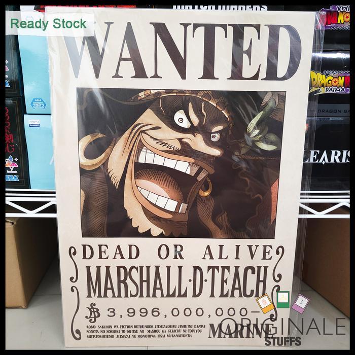 CUCI GUDANG Mugiwara Store One Piece Marine Issued Official Wanted Poster Original Marshall D Teach