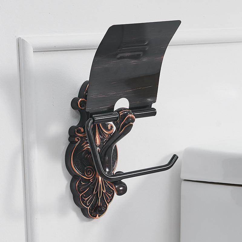 Paper Holders Toilet Wall Mounted Brass Roll Tissue Holder For Paper Towel Bathroom Accessories Blac