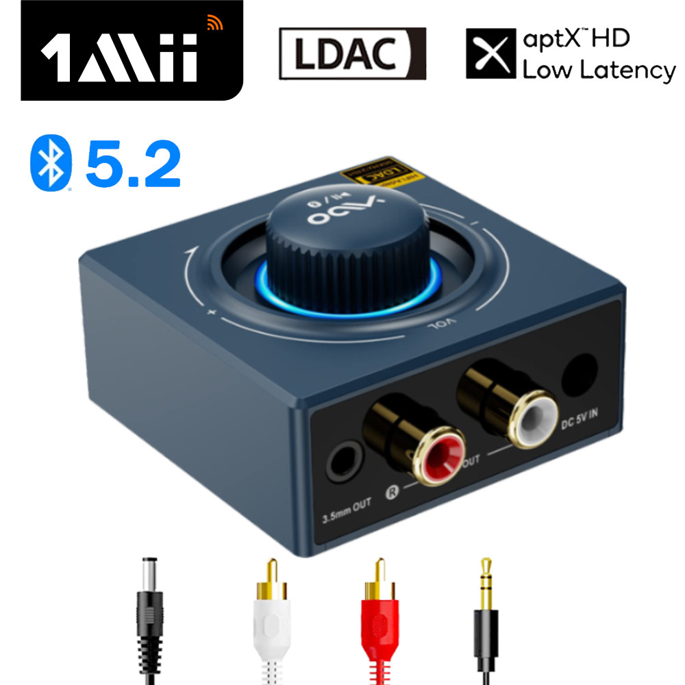 1Mii B06T3+ Bluetooth 5.2 Receiver,LDAC Aptx Bluetooth Audio Adapter for Home Stereo,RCA 3.5mm Jack