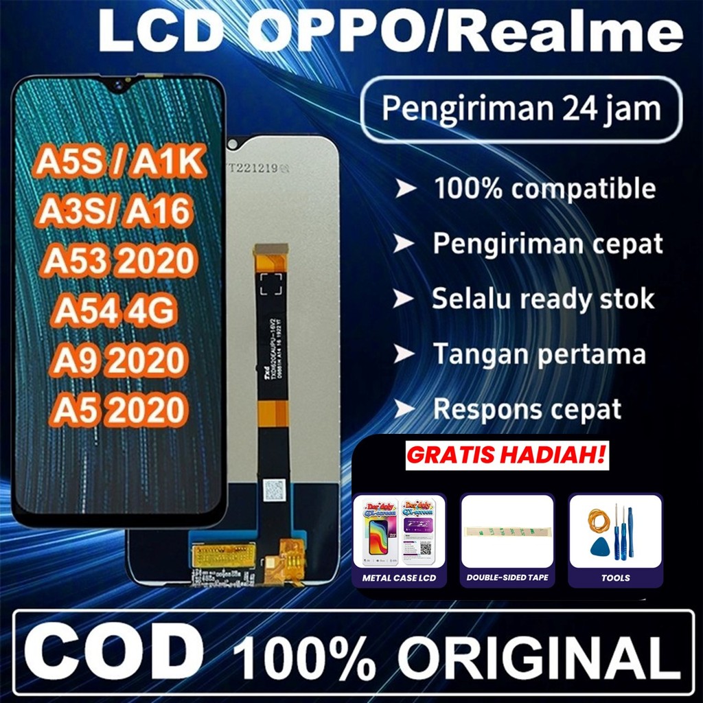 LCD OPPO A1K/A5/AX5/A3S/A53 2020/A33 2020/A32/A53S 4G/Realme C1/C2/2/7i/C17 Fullset Original layar h