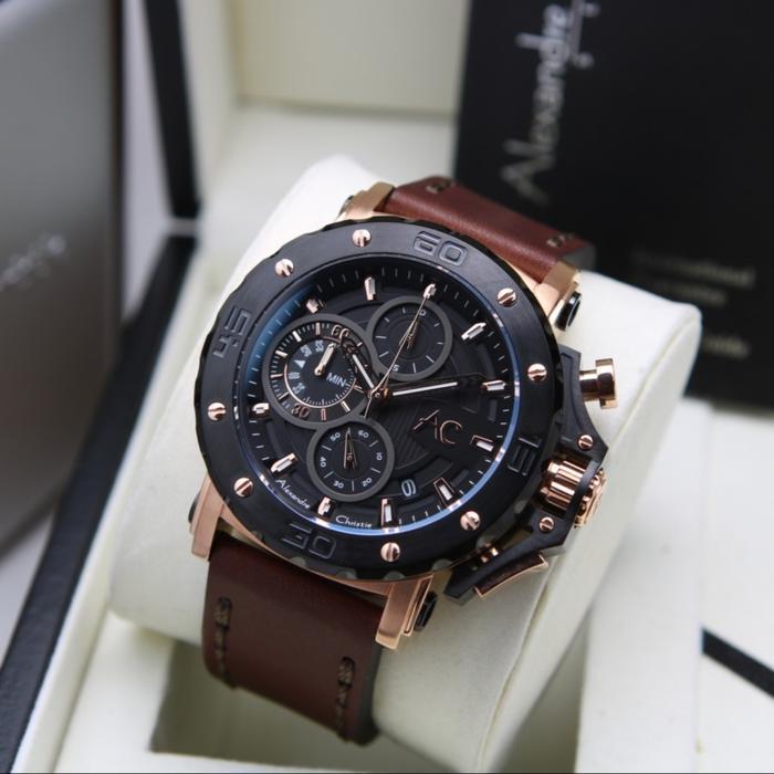 JAM TANGAN PRIA ALEXANDRE CHRISTIE AC 9205 COLLECTION LEATHER ORIGINAL GARANSI RESMI 1 TAHUN - ROSEG