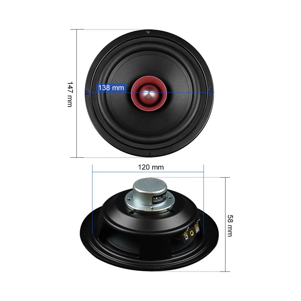 AIYIMA 2Pcs 5.25 Inch Hifi Full Range Speaker Units 4 8 Ohm 40W NdFeB Magnet Loudspaeker Home