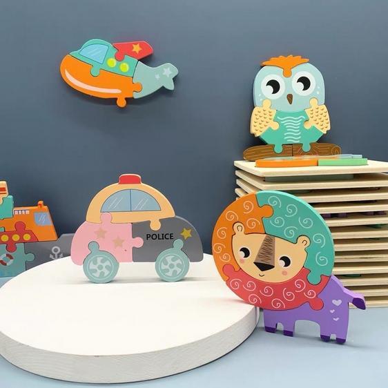 Chunky Pastel Wooden Puzzle - Mainan Puzzle Kayu Murah Timbul Edukasi