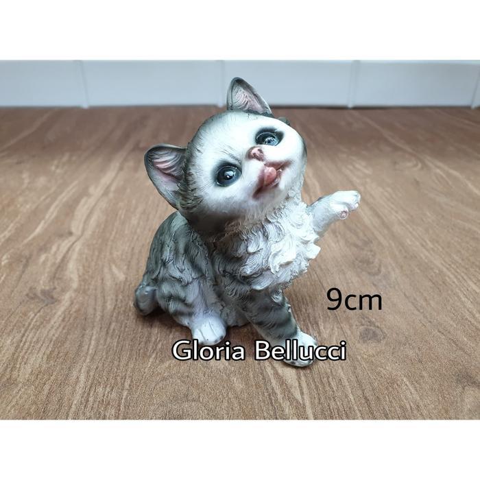 patung pajangan miniatur kucing abu gaya persia anggora catlovers
