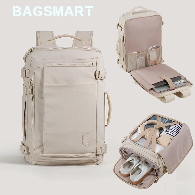 Tas Ransel Travel BAGSMART Kapasitas Besar dengan Kompresi Vakum, Tahan Air, Bisa Dibawa Laptop 15.6