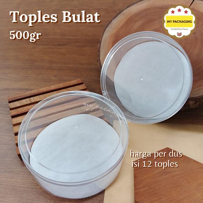 1 Dus Toples Kue Kering Bulat NASTAR 500 Gr - Toples Bulat + Alas - isi 12 pcs