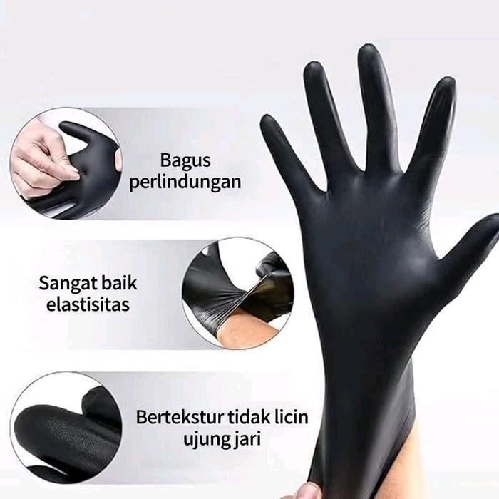 Sarung tangan hitam karet Nitrile black gloves sarung tangan hitam foodgrade Sarung tangan karet