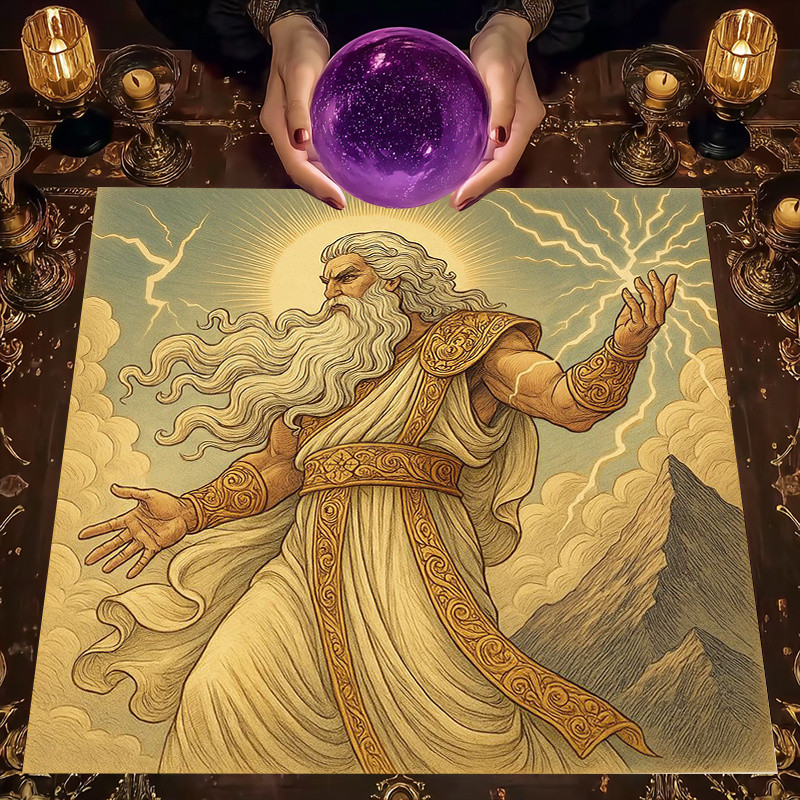 1pc Thor's Arrival Tarot Tablecloth Mythic Altar Cloth for Divination, Norse Magic & Festive Home