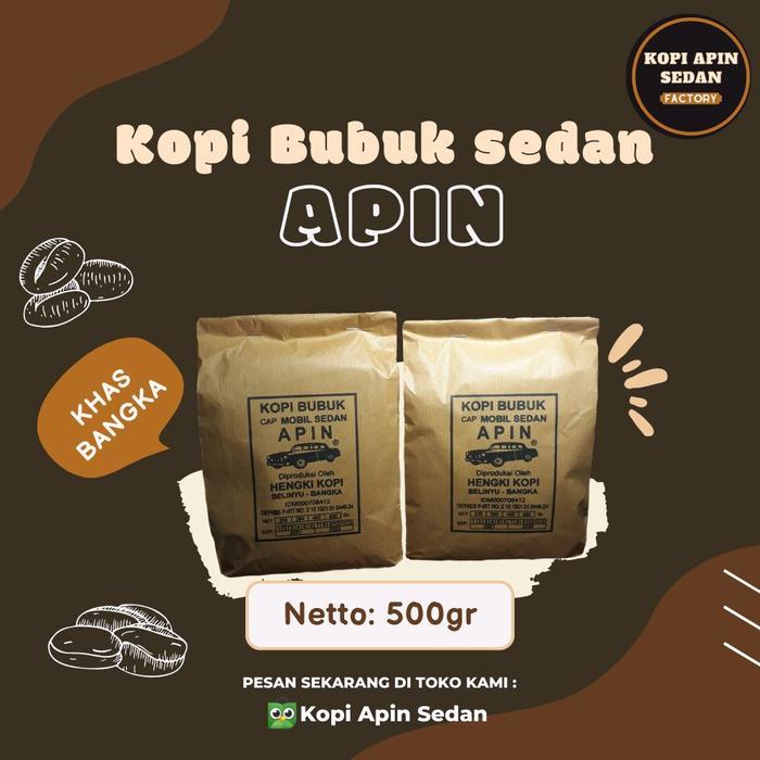 Kopi Apin Cap Sedan 500gram Bubuk Asli Bangka Robusta Premium Grade Aroma Sempurna 100% Alami Tanpa