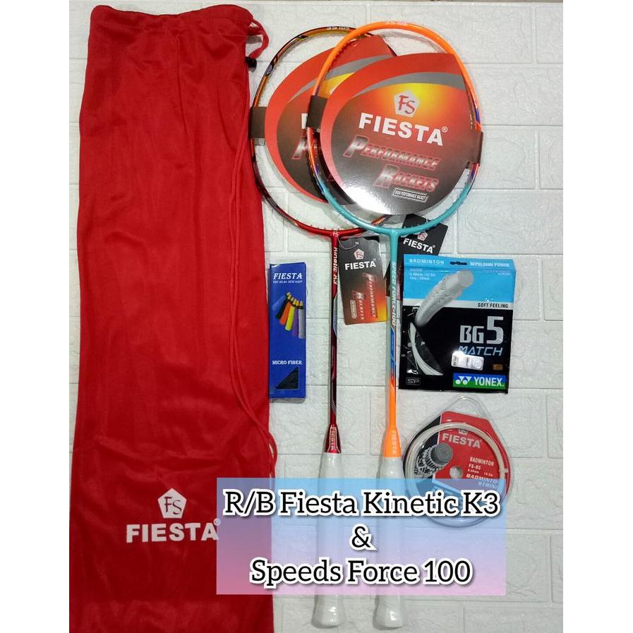 TERLARIS Raket Badminton FIESTA KINETIC K3 / SPEED FORCE 100 TAIWAN KUAT 35lbs BISA GRAB