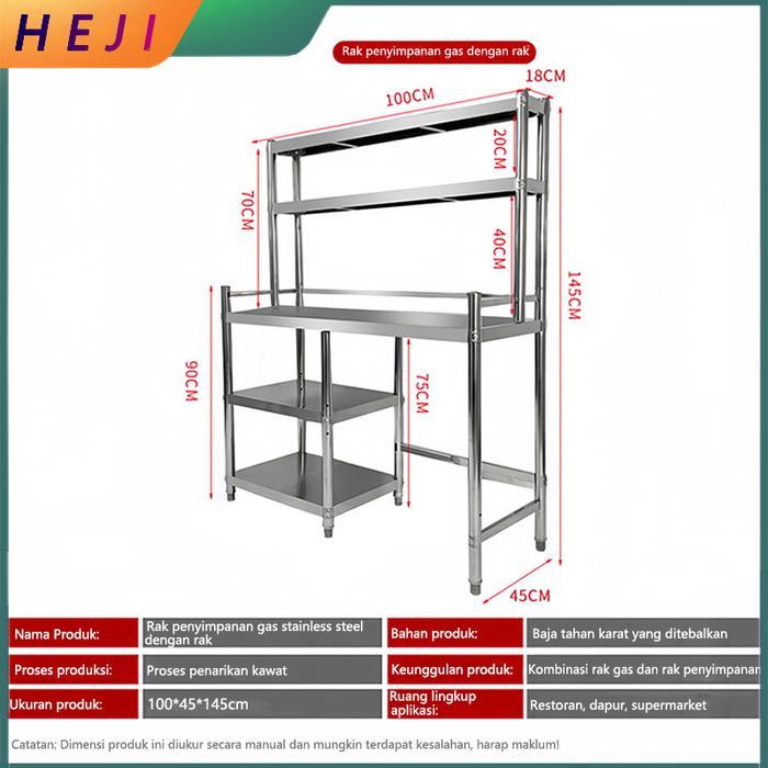 Rak Dapur Rak Gas Dapur Stainless Steel Floor Stand Dapur Organizer Rak Penyimpanan Stainless Steel