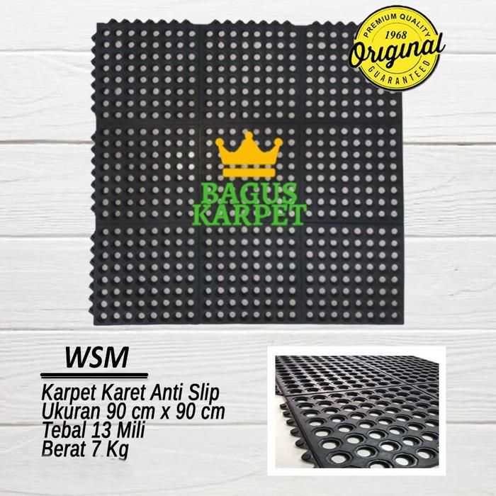 Karpet Keset Karet Anti Slip Kamar Mandi WSM Uk 90 x 90 cm tbl 15 mm