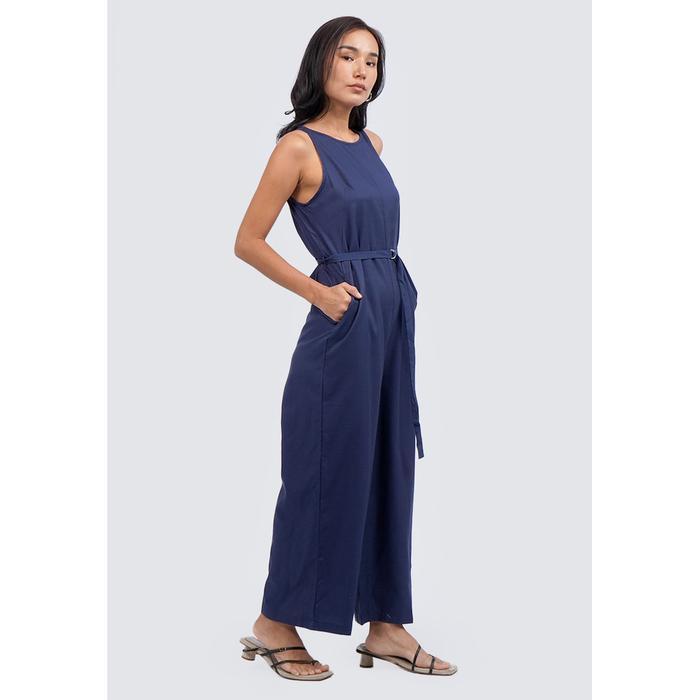 Et Cetera Round Neck Sleeveless Jumpsuit Dark Blue