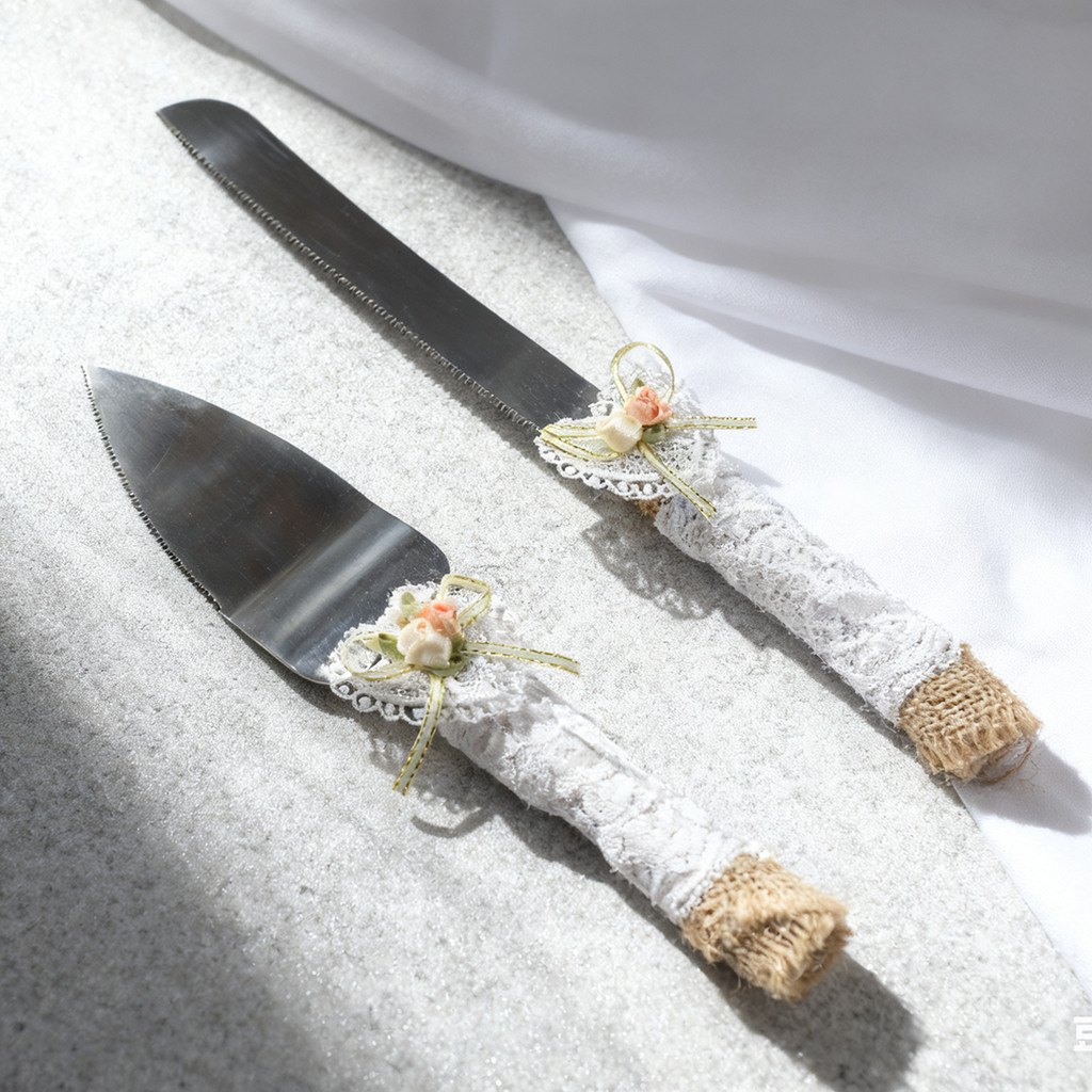 Wedding Cake Cutting Knife And Server Set Bridal Season Engagement Supplies Charming Heart Design