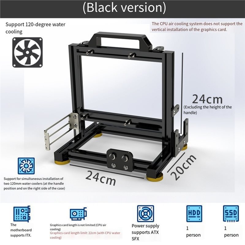 ITX PC Case Open Frame DIY Gaming Computer Cabinet Aluminum Chassis For Gamers Desktop ITX Tower