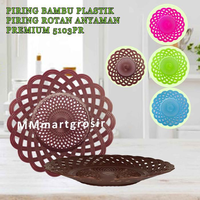 Piring Bambu Plastik / Piring Rotan Anyaman / Piring Premium/Serbaguna