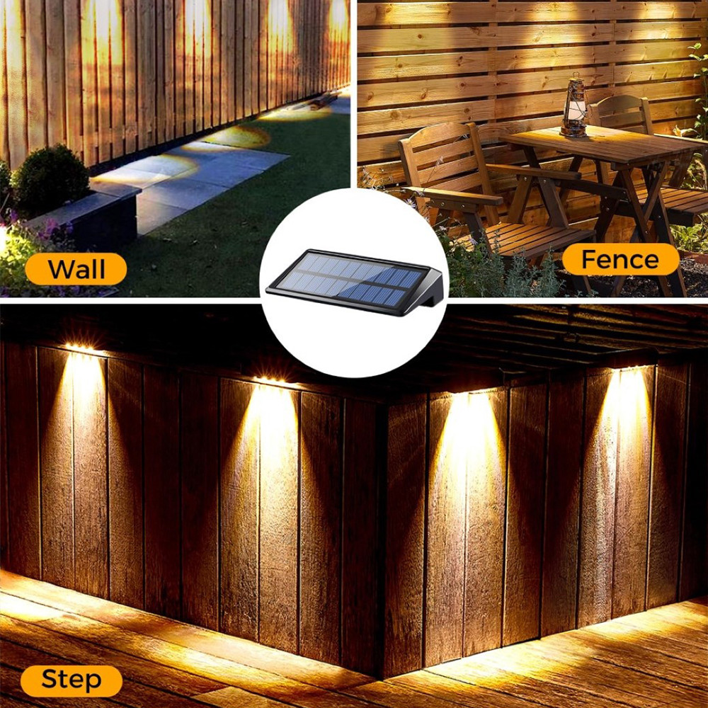 2 Pack Solar Fence Lights,Wall Lights Outdoor,IP44 Waterproof Fence Solar Lights Outdoor for