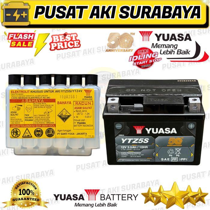 YUASA YTZ5S ASLI ORIGINAL ACCU KERING BEAT SPIN VARIO FU VERZA NEW MEGAPRO AKI MOTOR HONDA SUZUKI