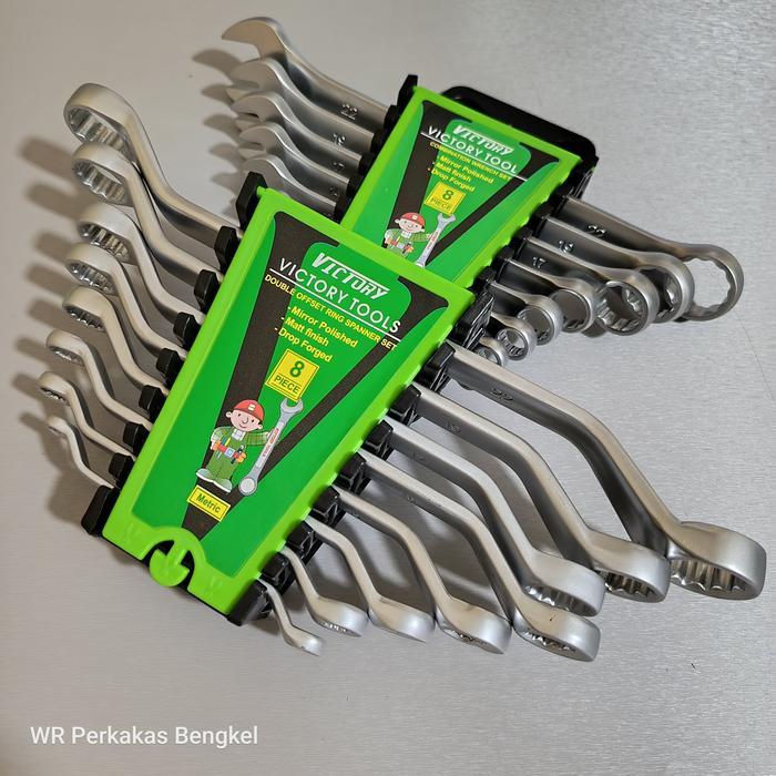 Kunci Ring Pas Set 8 Pcs Kombinasi + Kunci Double Ring Offset Spanner Set 8 Pcs + Kunci Ring 1 Set