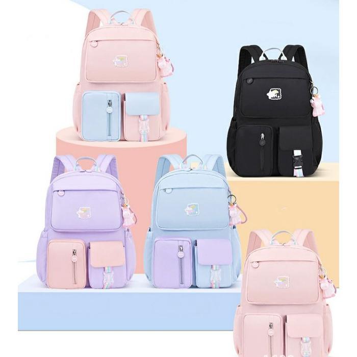 Tas Ransel Backpack Sekolah Anak / Remaja Sd Smp Sma Model Polos Fashion Tas Sekolah Perempuan Tas