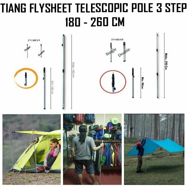 Arei - Tiang Flysheet Telescopic Aluminium 180-260 Cm - Detail Pada Deskripsi