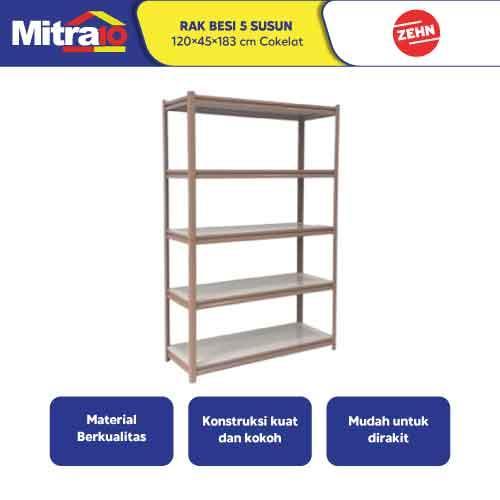 rak besi zehn koln 12045183 cm, 5 susun cokelat/putih- proteksi ganda extra bubble wrap