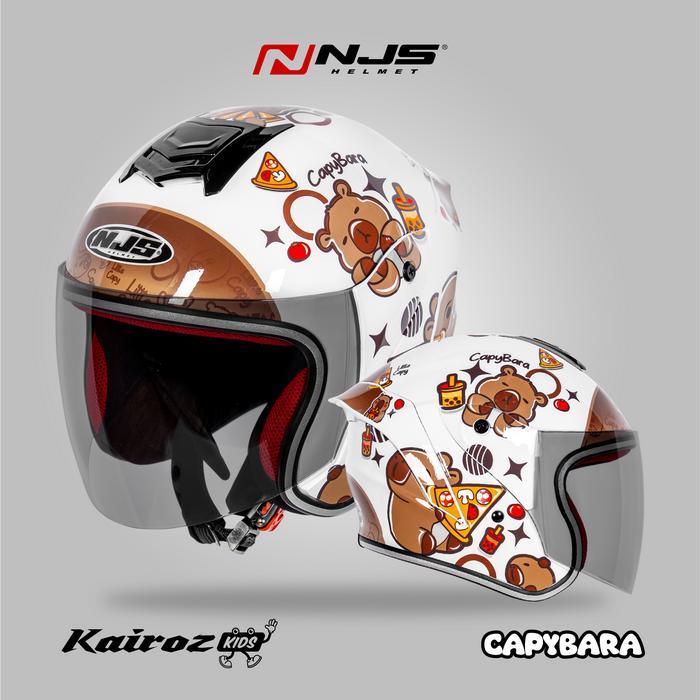 NJS Kairoz Kids Capybara White - Helm Anak Helm NJS NJS Anak Kairoz Anak Kairoz Motif Motif Anak NJS