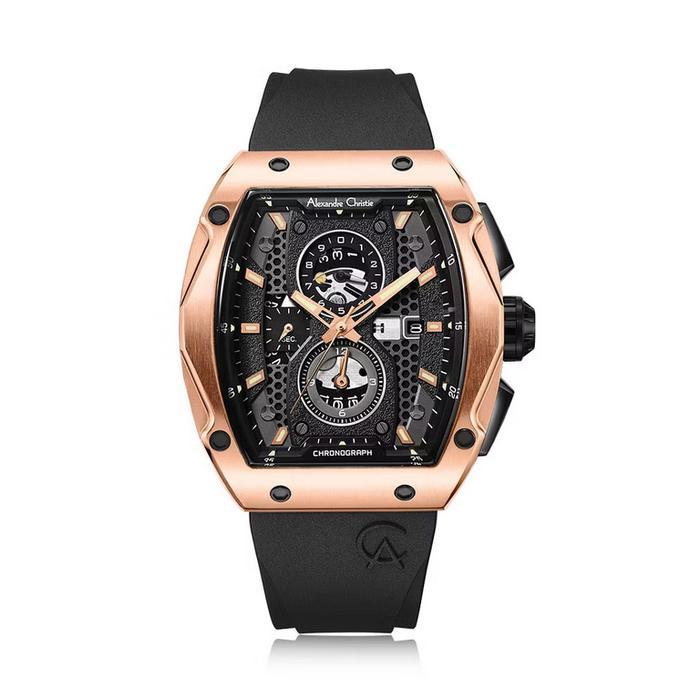 Jam Tangan Pria Alexandre Christie AC6608 / AC 6608 Original Garansi Resmi - 6608 Black Rosegold