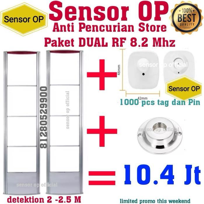 Diskon Sensor Op Paket Alarm Dual Rf 8.2 Mhz Anti Pencurian Toko Fashion Butik Baju Aluminium