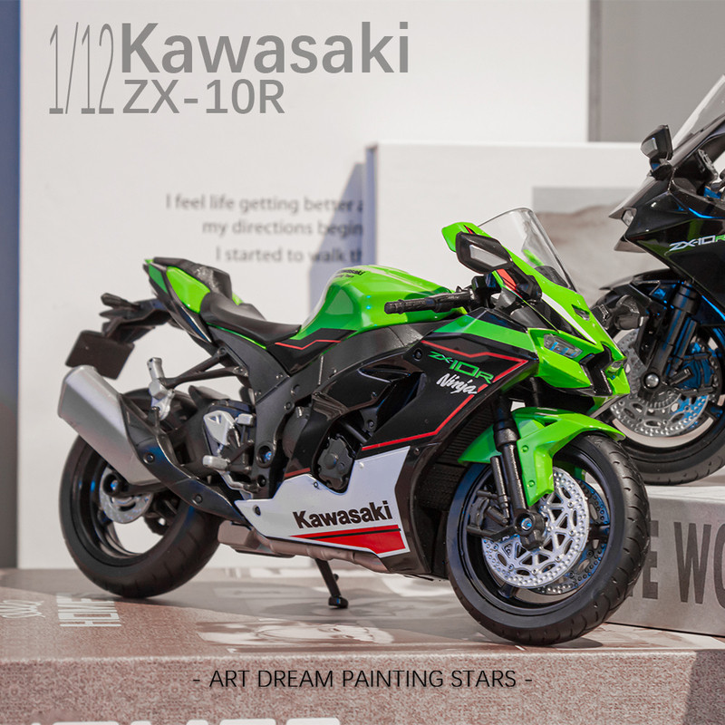 WELLY 1/12 Kawasaki Ninja ZX10R Motorcycle Model Toy Vehicle