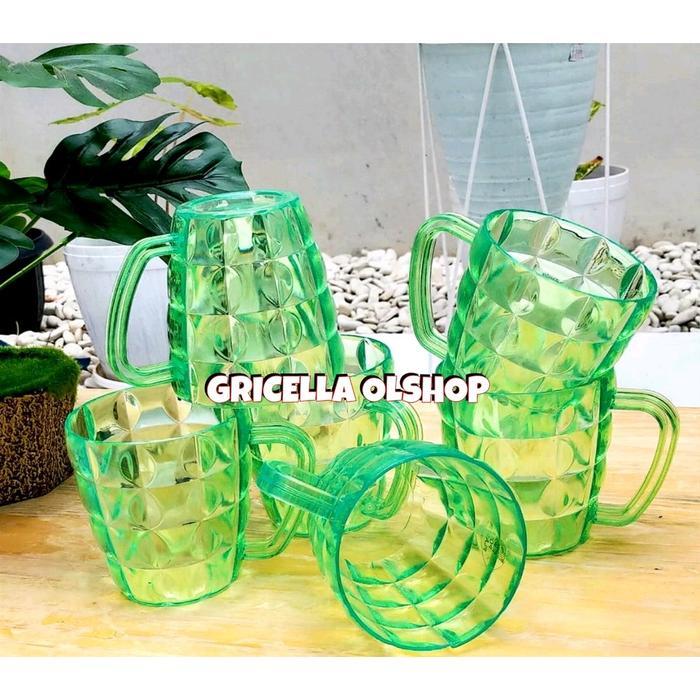 6 Pcs Gelas Kristal Warna Warni / Gelas Mika Cantik Anti Pecah #Gratisongkir