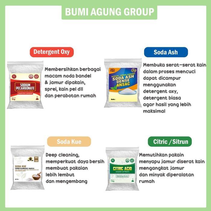 "New" ANSAC Soda Ash Dense 1 KG 99.2% Pure Sodium Carbonate Bahan Kimia Industri Kaca Deterjen Sabun