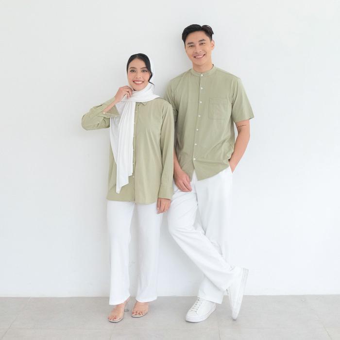 Isla Loryn Nico Couple Family Set Sage Green - Couple Set - Family Set - Baju Lebaran Set