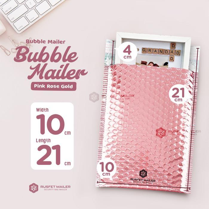 AMPLOP PLASTIK BUBBLE MAILER BUBBLE PACKING ROSE GOLD GLOSSY 10X17