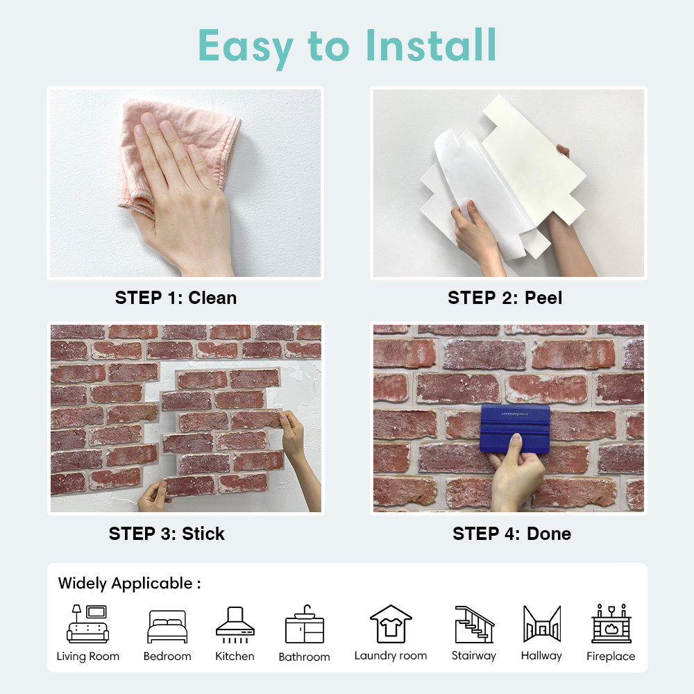 10 Pcs 3D Wall Panels Peel and Stick, 3D Brick Wall Stickers, Adhesive Tile Backsplash Kitchen,
