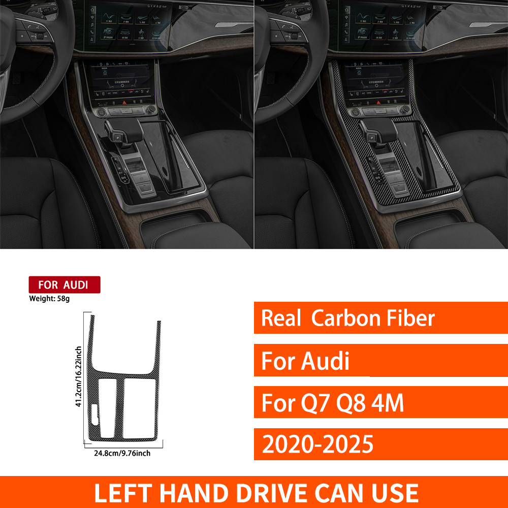 For Audi Q7 SQ7 Q8 SQ8 4M 2020-2025 Real Carbon Fiber Stickers Centre gearshift display panel Car