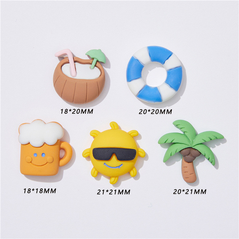 10pcs Summer Beach Toy Series Resin Flatback Cabochon Scrapbook Kawaii Embellishments Accessories