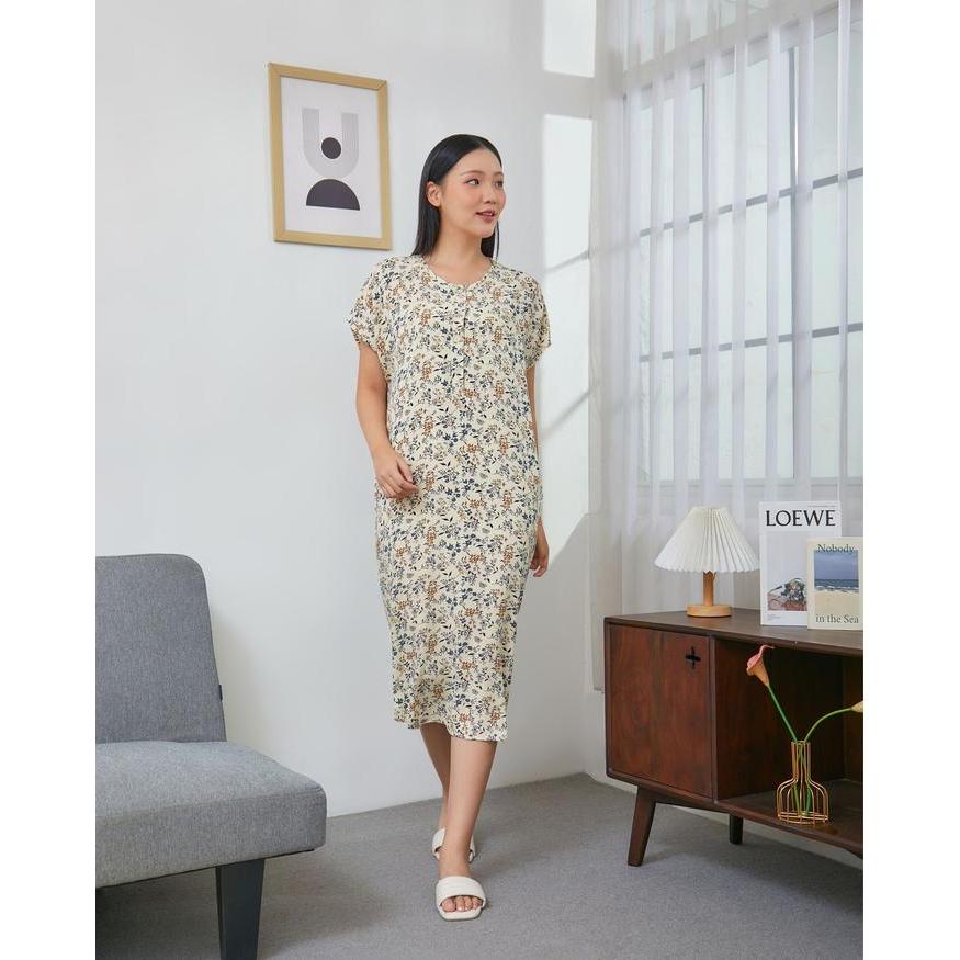 Dyd Label Nayla Daster Selutut Bumil Busui Friendly Bahan Rayon Premium Dress Kancing Nyaman