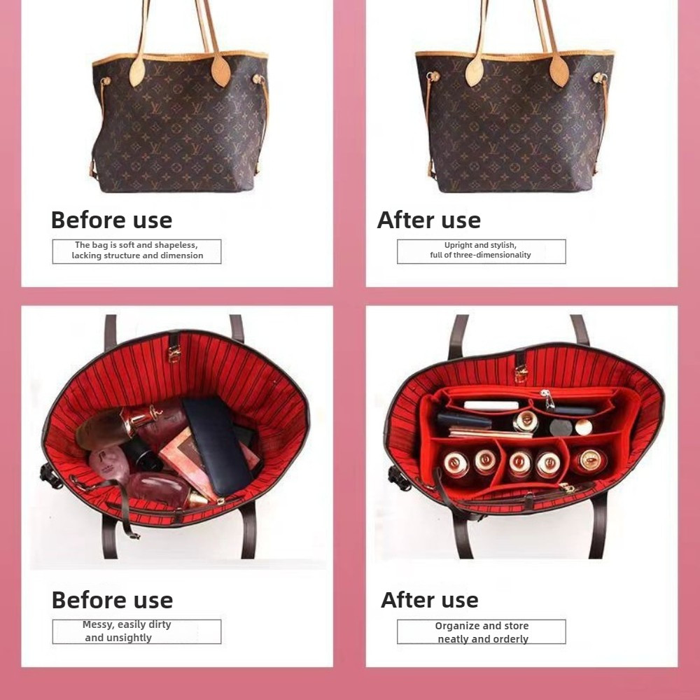 Felt Purse Organizer Insert For LV Neverfull MM GM PM Bag Shaper Liner Bag In Bag Organizer With