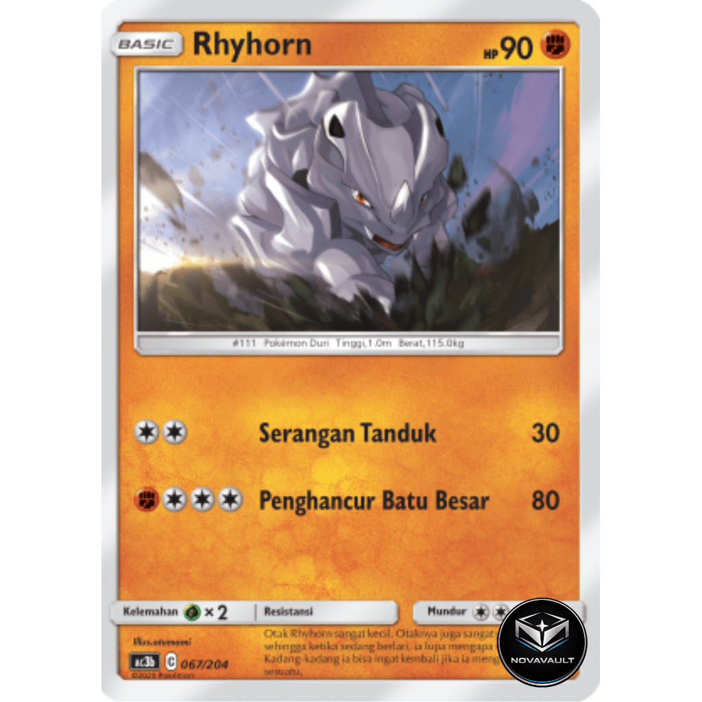 Ryhorn (C) - 067/204 - Matahari & Bulan Koleksi TAG TEAM Set B (Ac3b) - Pokemon TCG Indonesia