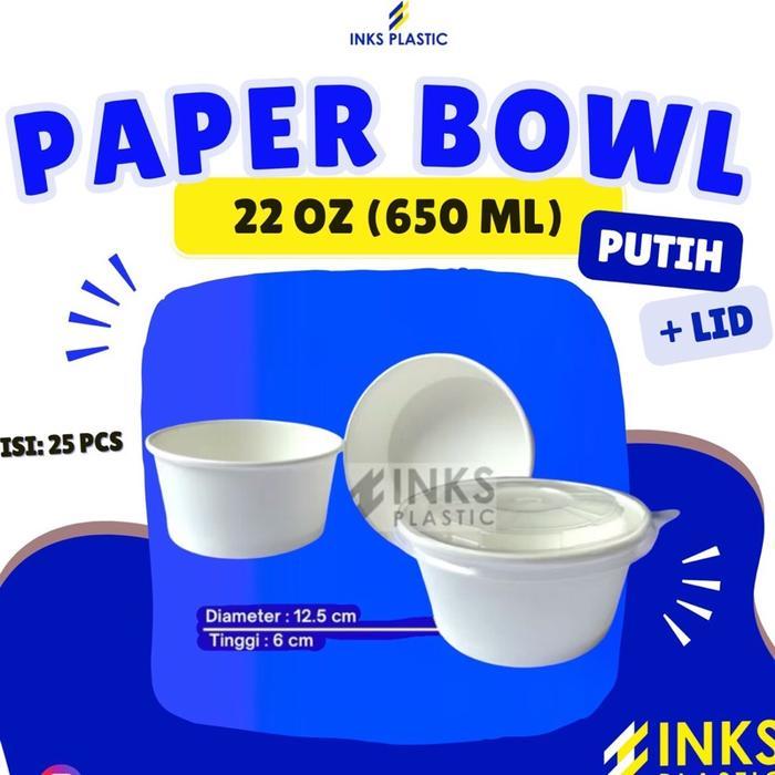 RWY - PAPER BOWL 22 OZ 650 ML PLUS TUTUP MANGKOK KERTAS