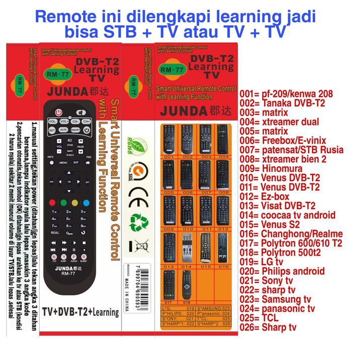 NEW - REMOTE UNIVERSAL SET TOP BOX STB DVB-T2 JUNDA RM88
