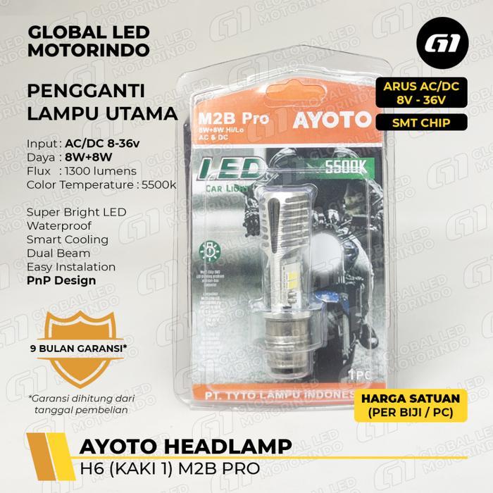 FREE ONGKIR LAMPU DEPAN (HEADLAMP) AYOTO H6 LED M2B PRO UNTUK MACTIC / BEBEK BISA COD