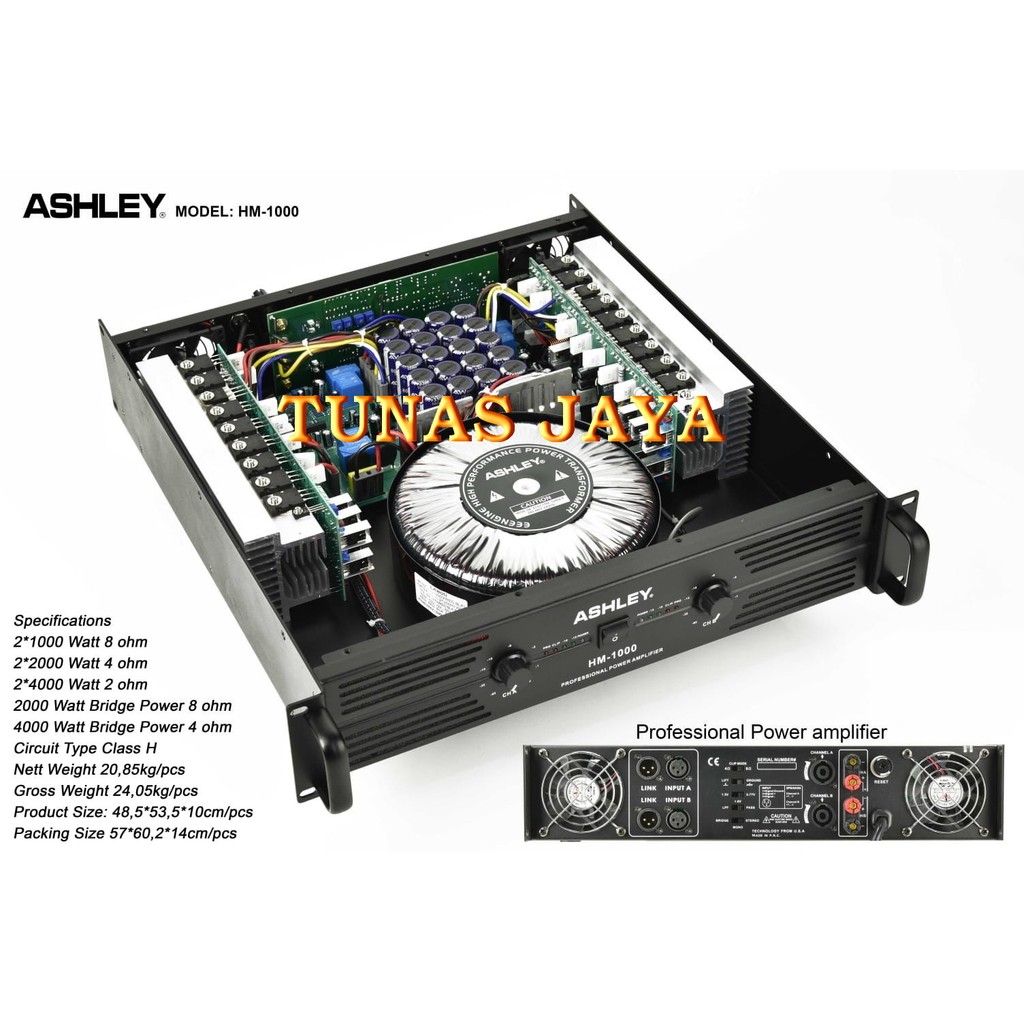 POWER AMPLIFIER ASHLEY HM 1000 / ASHLEY HM1000 ORIGINAL CLASS H HM-1000