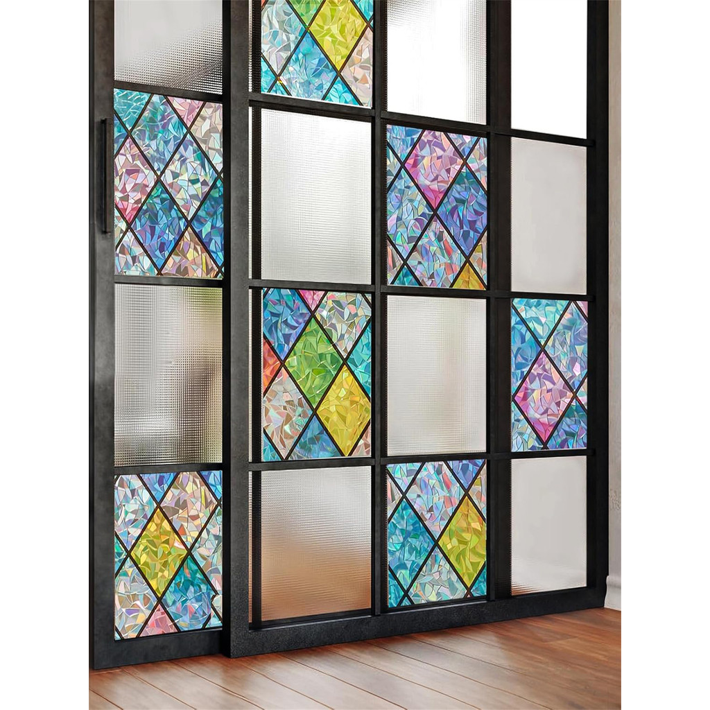 Window Privacy Film Stain Glass Window Film Rainbow Window Film Window clings Non-Adhesive Reusable